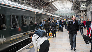 Rail passengers at London Paddington stattion